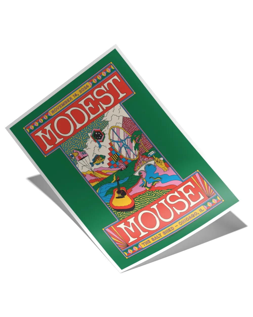Modest Mouse November 14, 2024 The Salt Shed Chicago, IL Poster Satin Portrait Poster (24x36in) white 24x36in