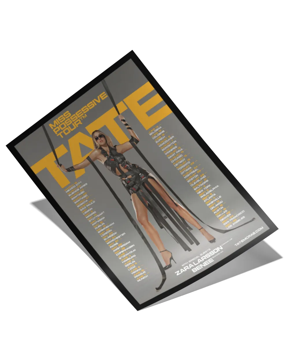 Tate McRae Miss Possessive World Tour 2025 Poster Satin Portrait Poster (24x36in) white 24x36in