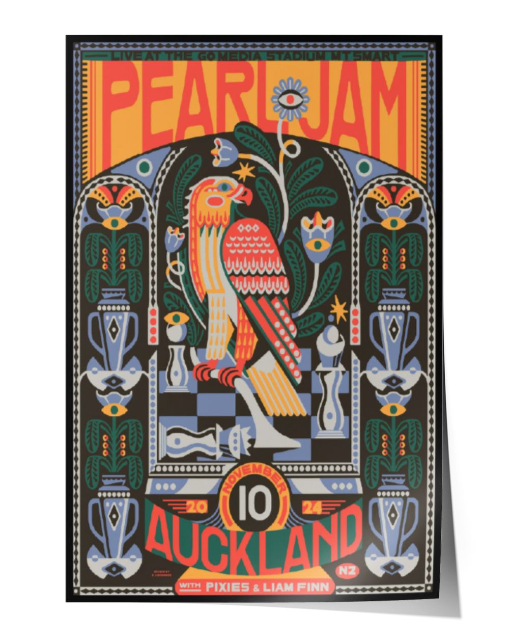 Pearl Jam November 10, 2024 Auckland New Zealand Event Poster Satin Portrait Poster (16x24in) white 16x24in