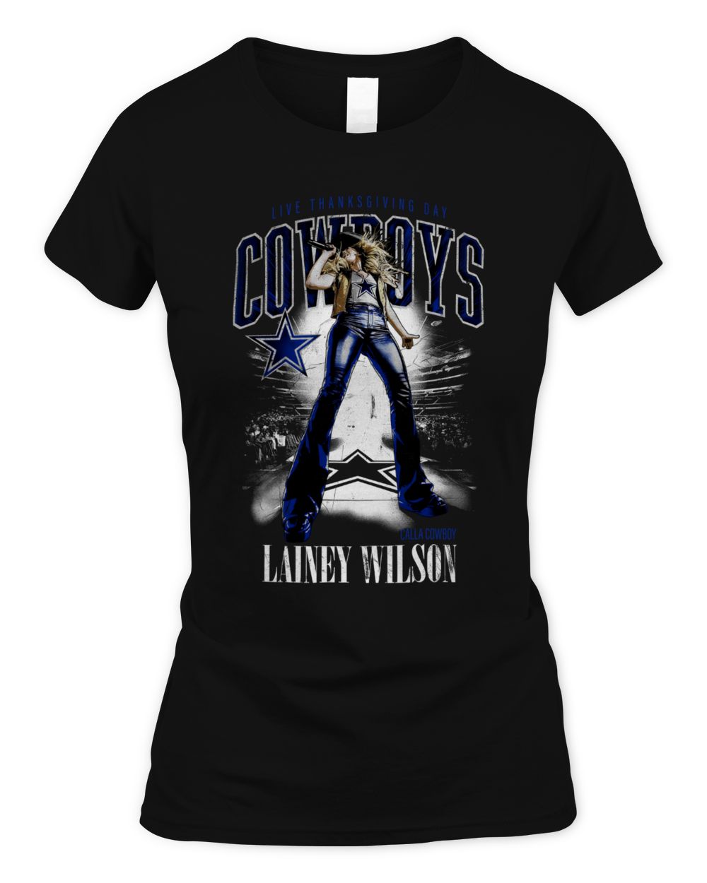 Lainey Wilson Dallas Cowboys Thanksgiving Halftime Call A Cowboy New T-Shirts Women's Standard T-Shirt black s